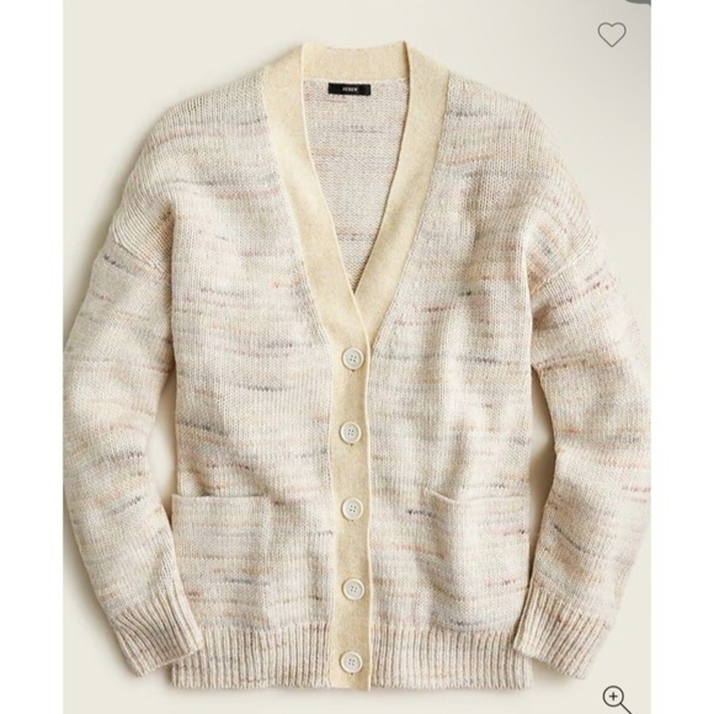 J. Crew Cardigan Space-dyed Relaxed Knit V-Neck Women's Sweater L/XL Casual Cozy